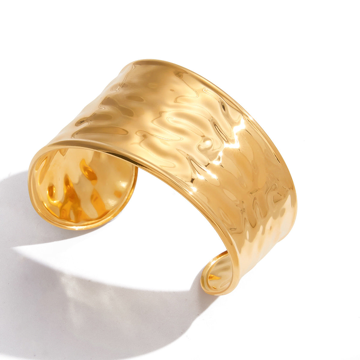 Bracciale da donna in resina geometrica rotonda alla moda con base in acciaio al titanio e placcatura in oro