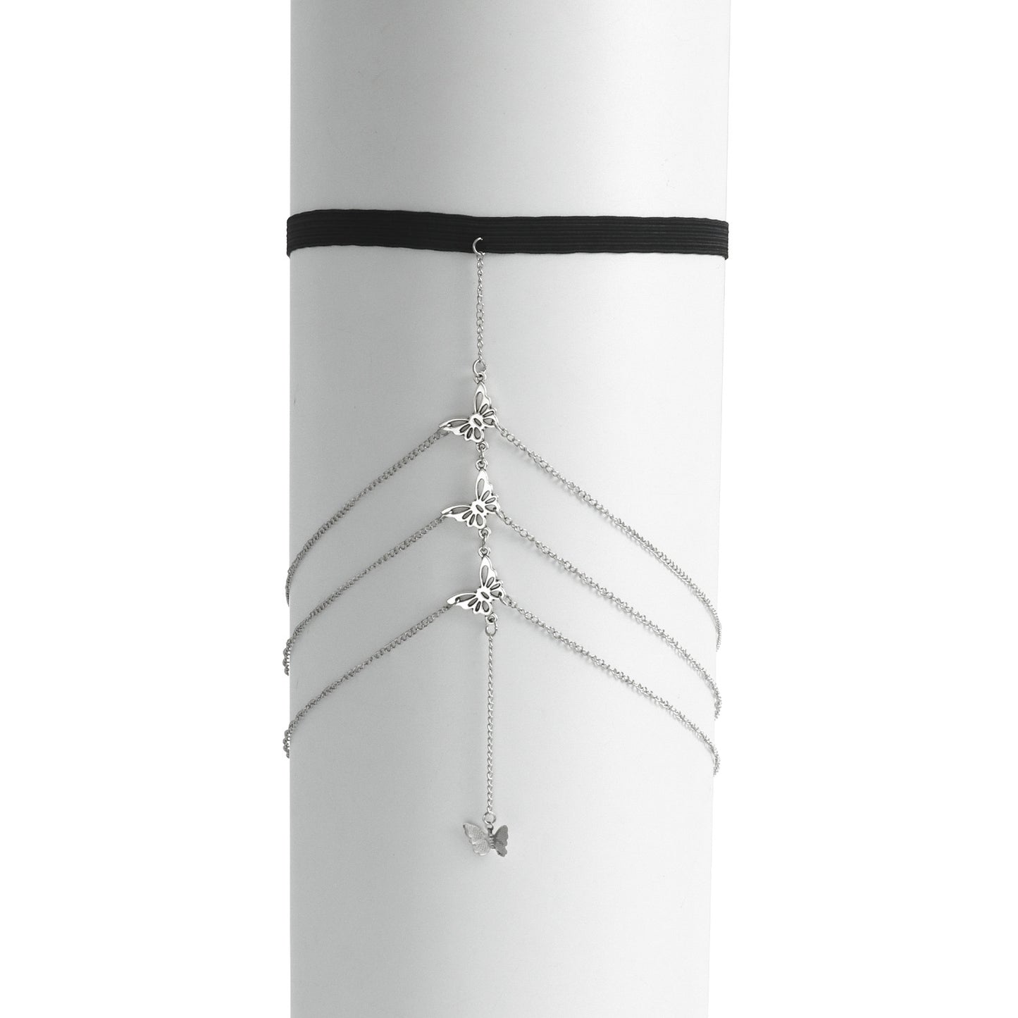 Sexy Fringed Hollow Butterfly Multi-Layer Ankle Chain for Women Alloy Body Chain with Geometric Design