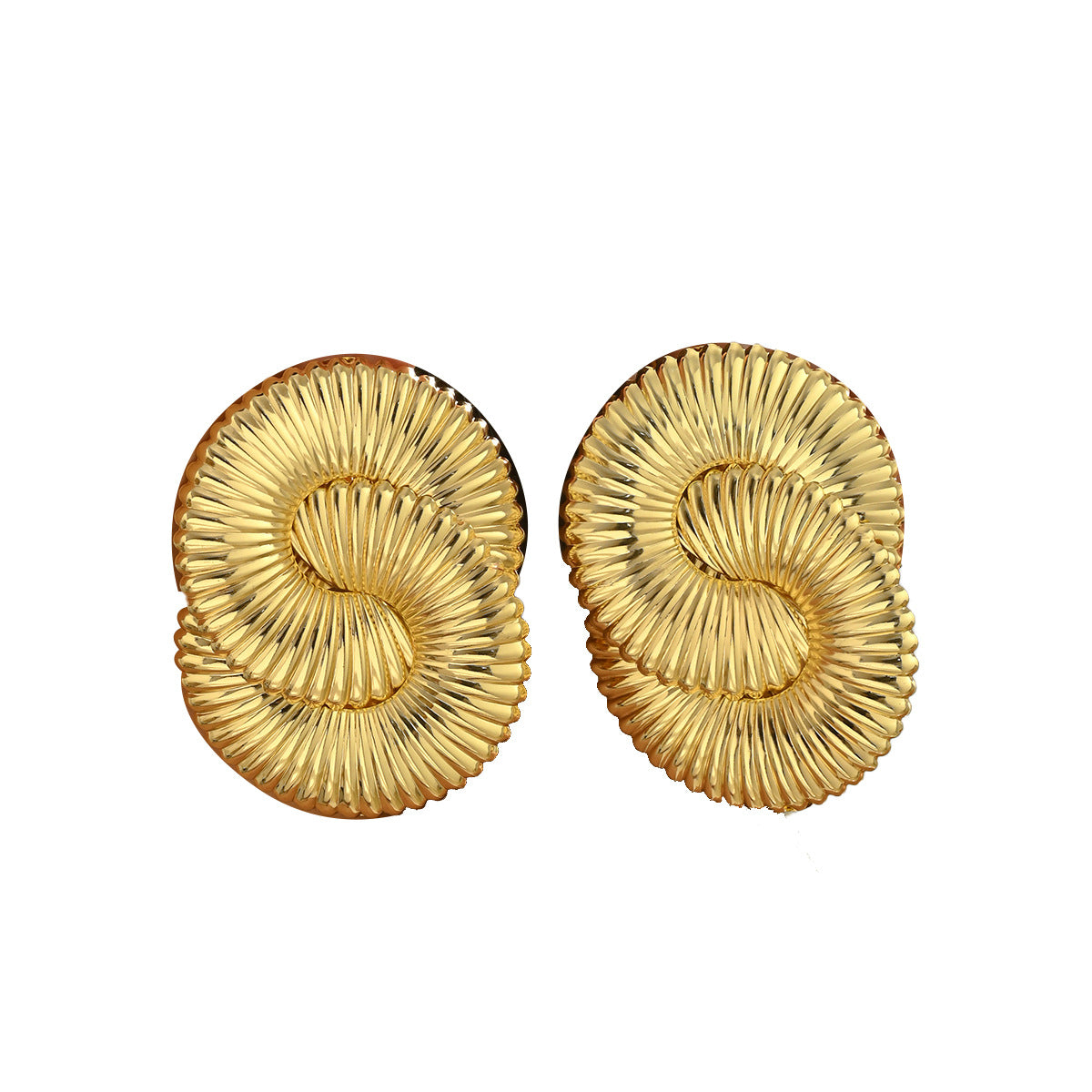 Pendientes geométricos de aleación de zinc galvanizados para mujer con diseño de textura curva atrevida y estilo chic minimalista