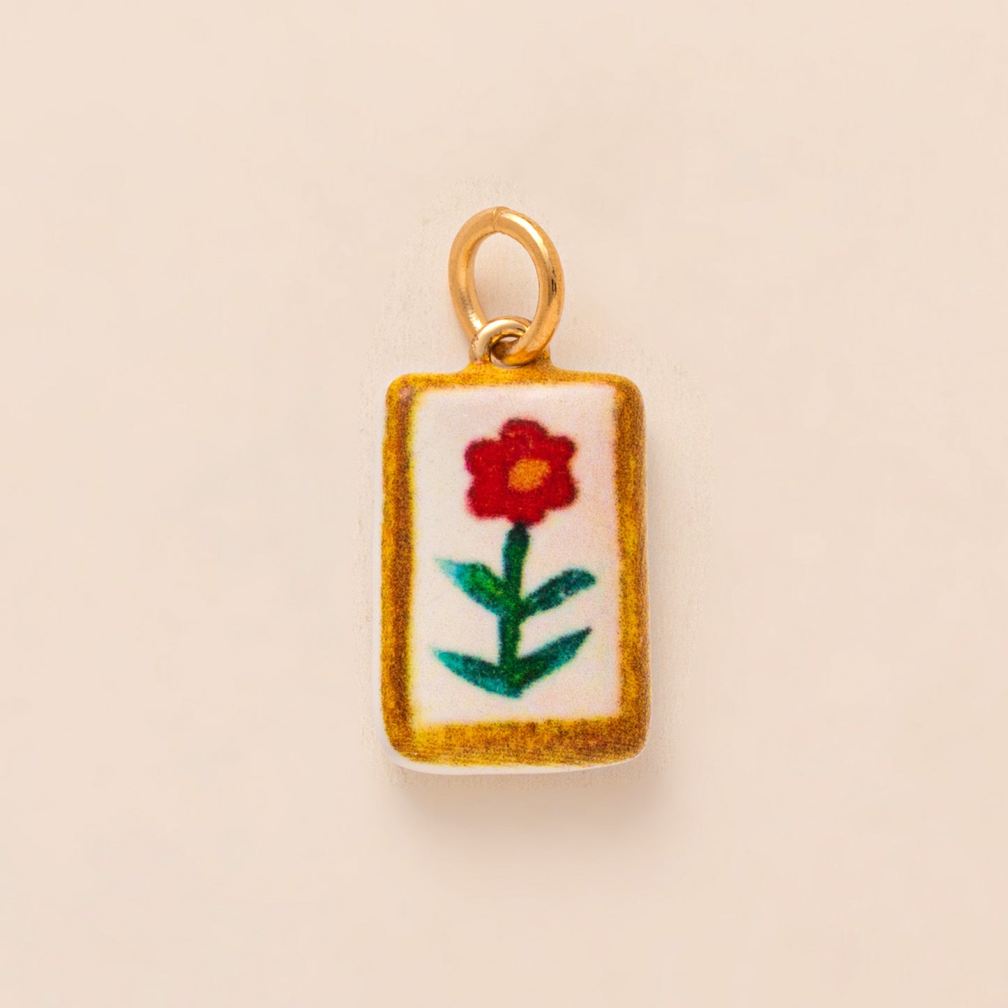 Vintage Gold Plated Brass Floral Heart Charm Bar for Unisex