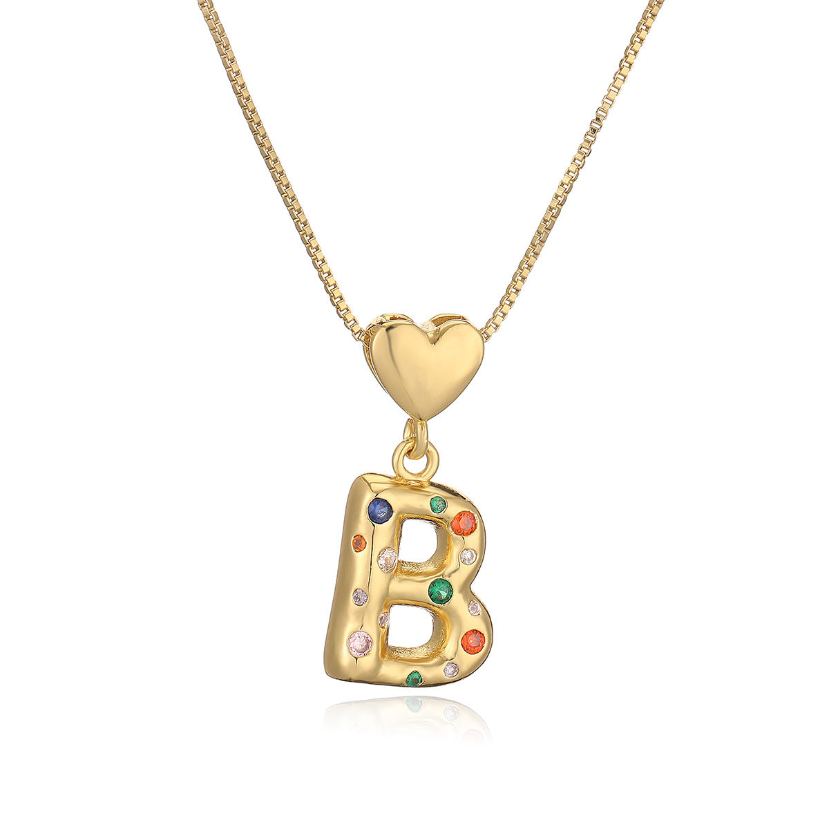 Collana Pendente Minimalista a Lettera in Rame Placcato Oro 18K con Intarsio di Zirconi per Donna