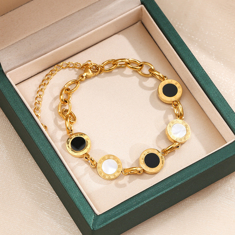 Bracciale Minimalista in Acciaio al Titanio a Forma di Foglia per Donna e Uomo con Finitura Placcata, Gioielli Versatili in Acciaio Inossidabile