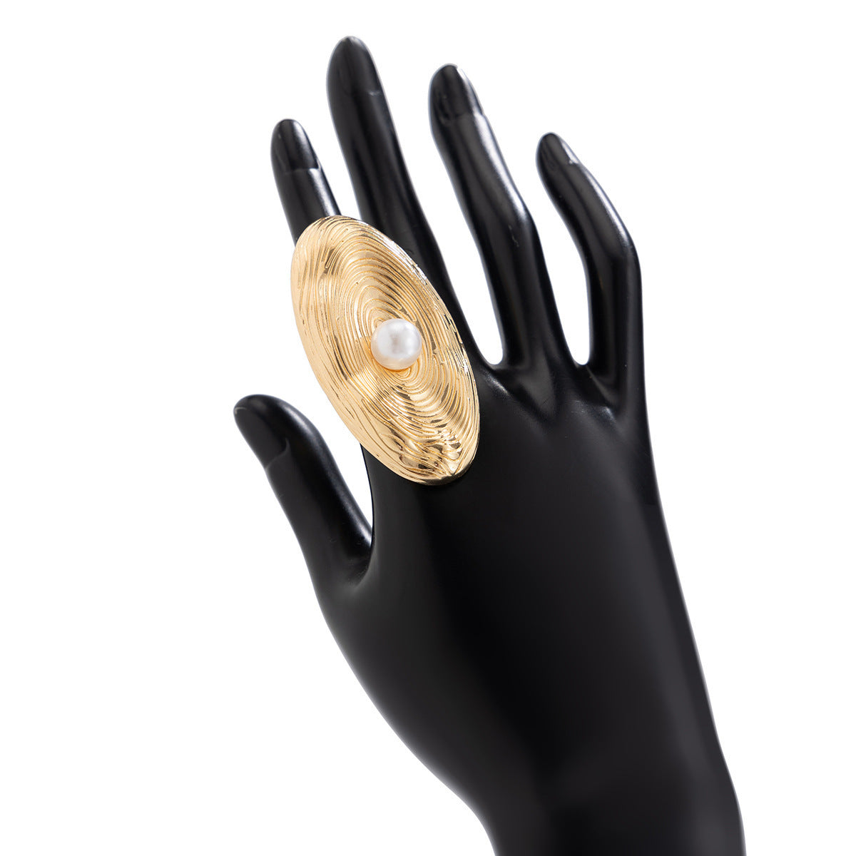 Fashion Geometric Teardrop Hollow Wrap Alloy Plated Cuff Bracelet and Ring Set