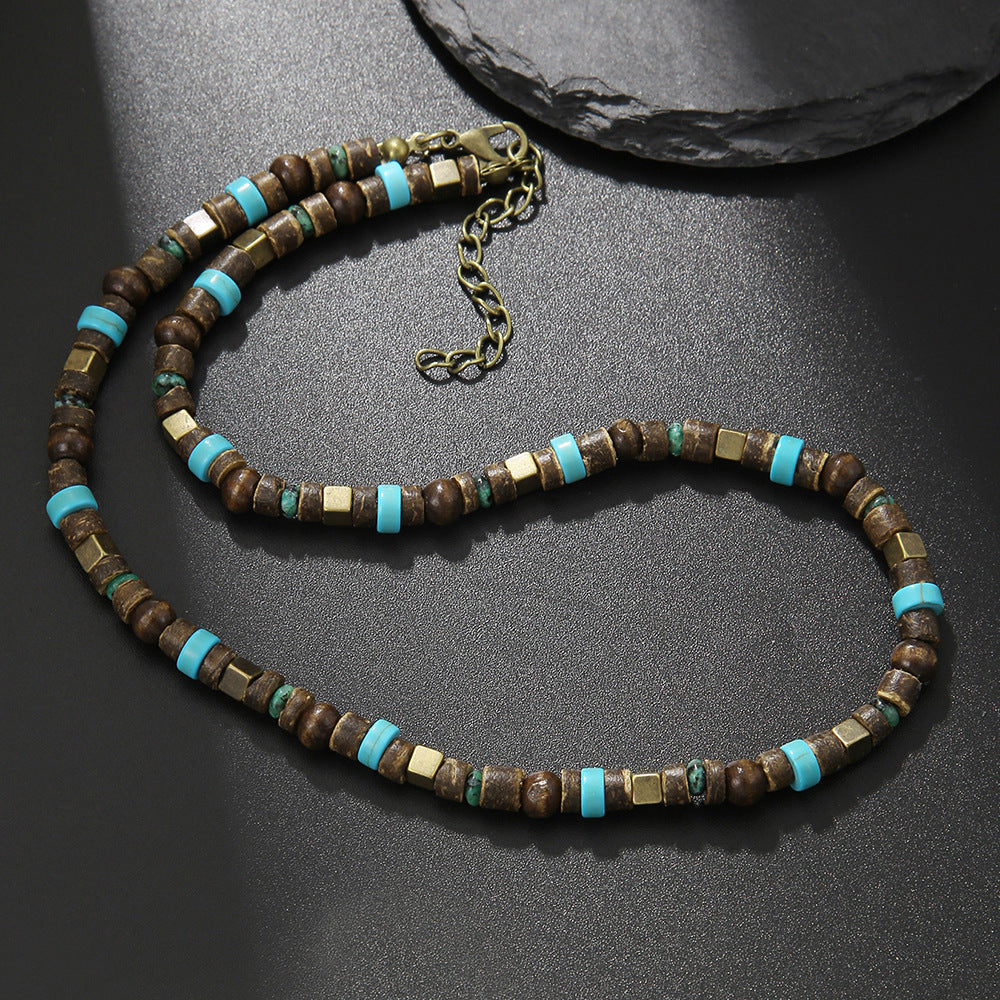 Geometric Round Stainless Steel Acrylic Agate Glass Ball Chain Necklace Unisex
