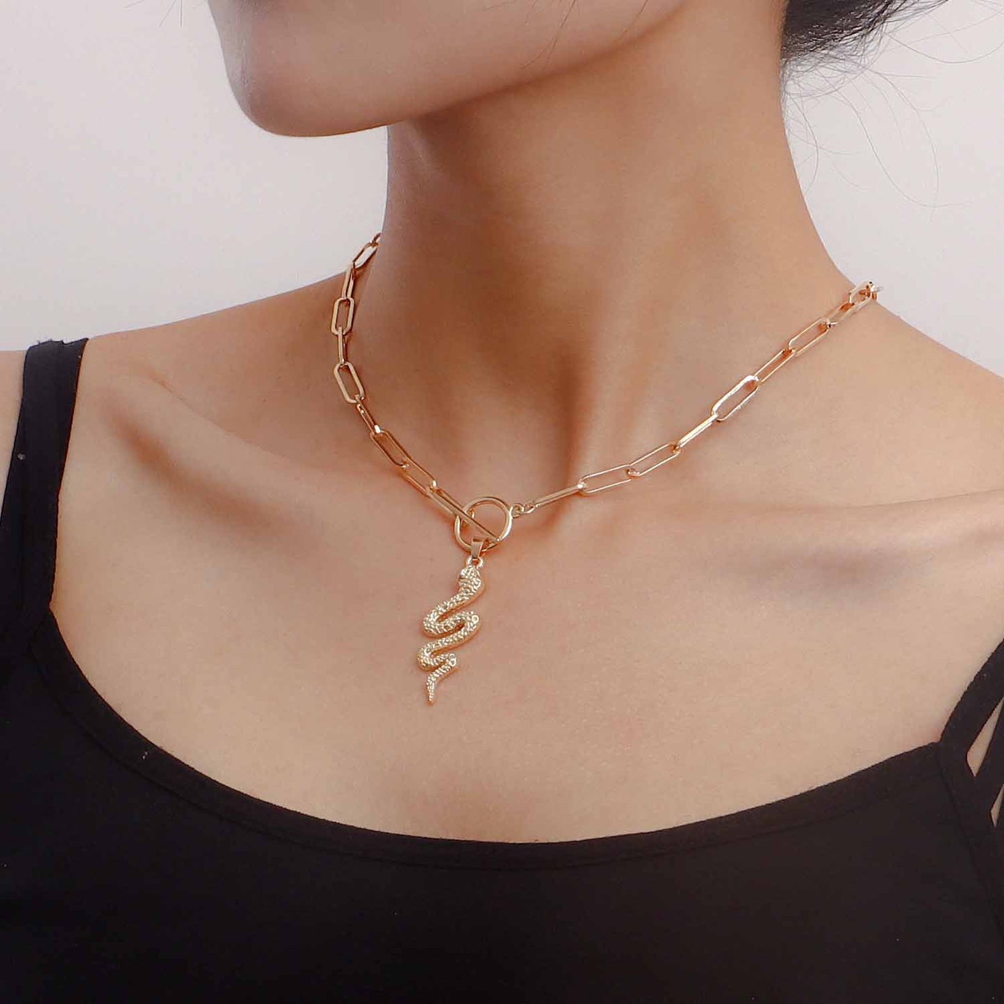 Minimalist Vintage Geometric Pendant Necklace with Tassel Detail and Snake Chain in Alloy with Plated Finish