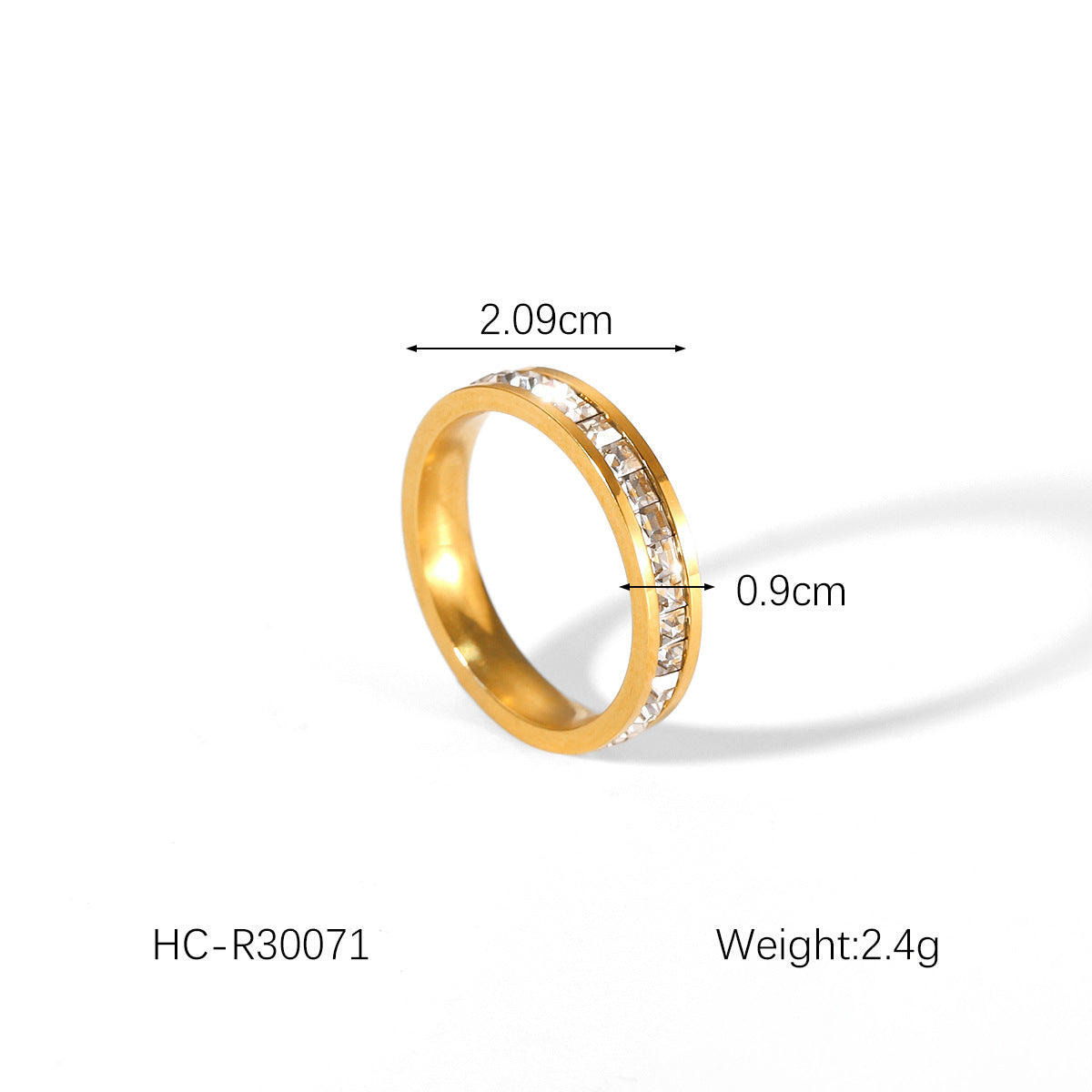 Minimalist Geometric Stainless Steel Ring 18K Gold Plated with Cubic Zirconia for Women