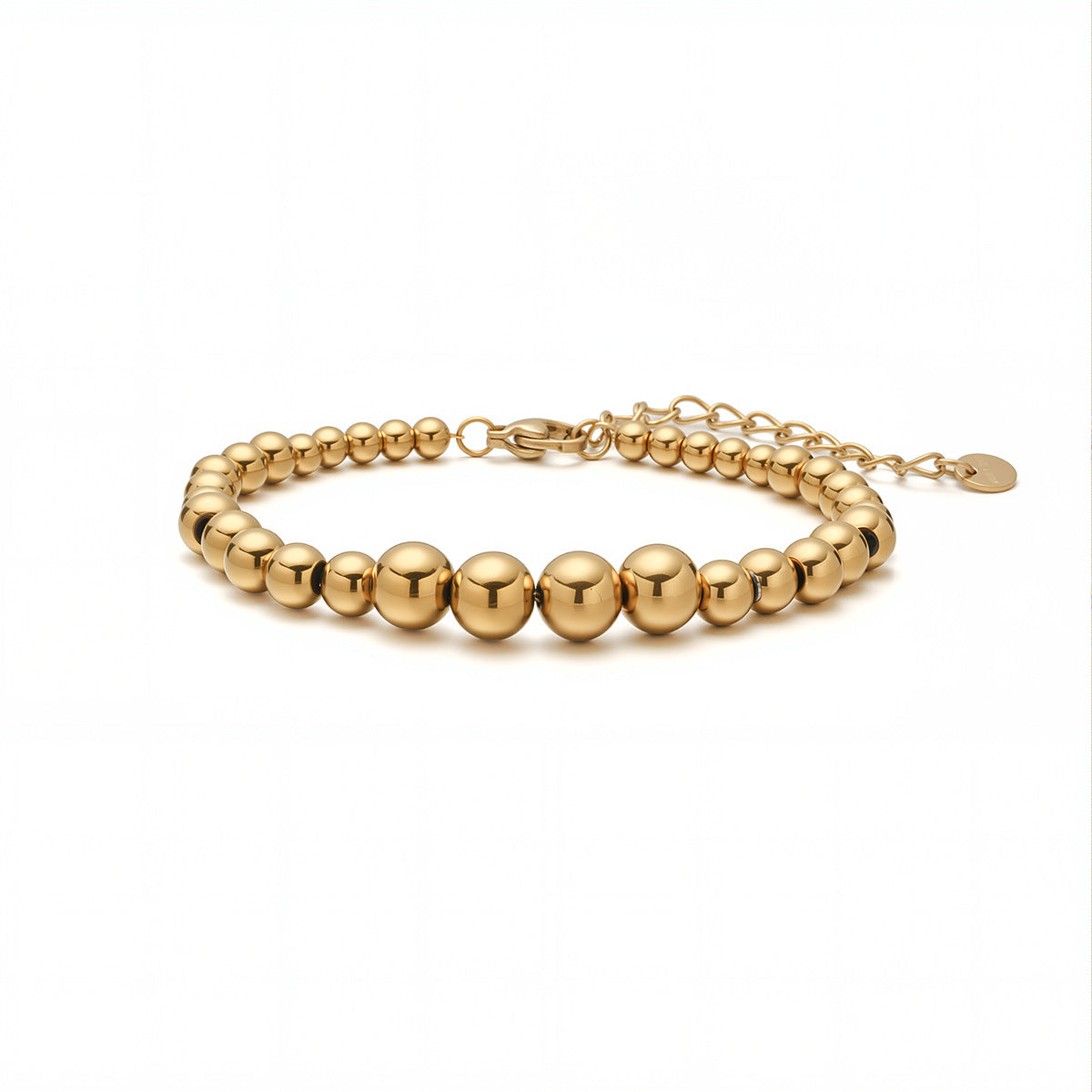 Bracciale da donna in acciaio inossidabile placcato oro 18 carati con perline, design minimalista e irregolare