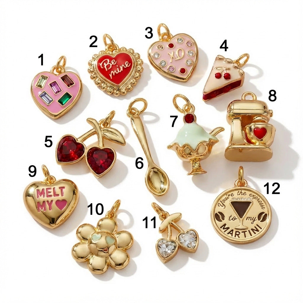 Vintage Heart Stainless Steel PVD Gold Plated Charm Bar