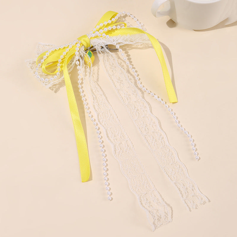 Fermaglio per capelli a fiocco con nappe e rete arricciata per bambine accessorio per capelli per bambine di ispirazione vintage