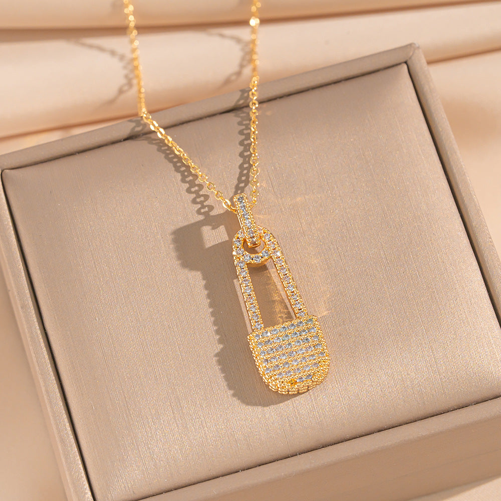 Collar Minimalista con Colgante de Ola y Geométrico para Mujer en Acero de Titanio con Chapado en Oro de 18K, Cadena Hipoalergénica para Clavícula con Motivos de Corazón y Lazo