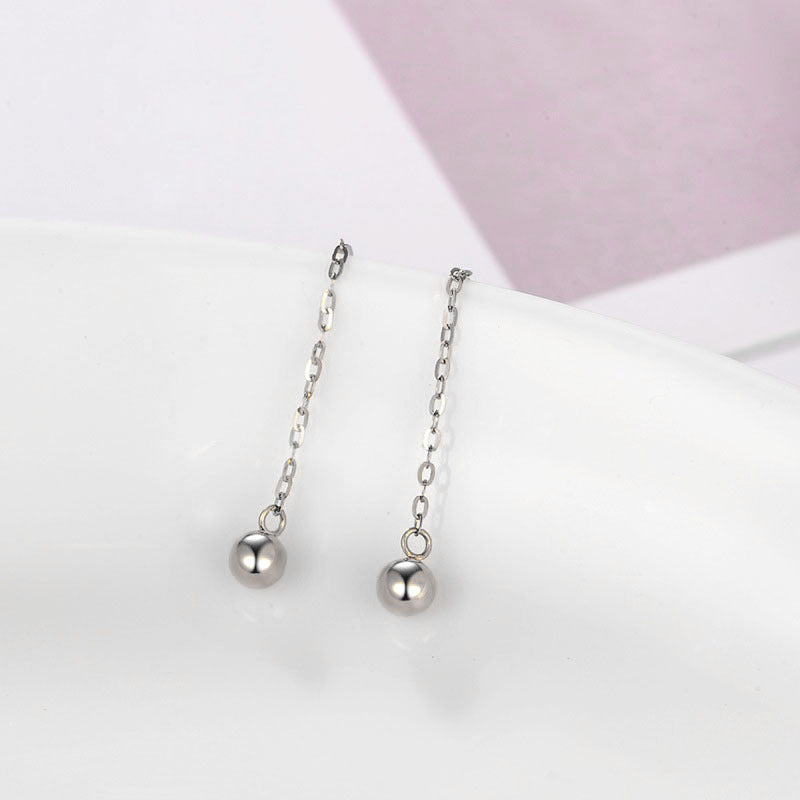 Sweet Gold Filled Titanium Steel Heart Teardrop Tassel Drop Earrings