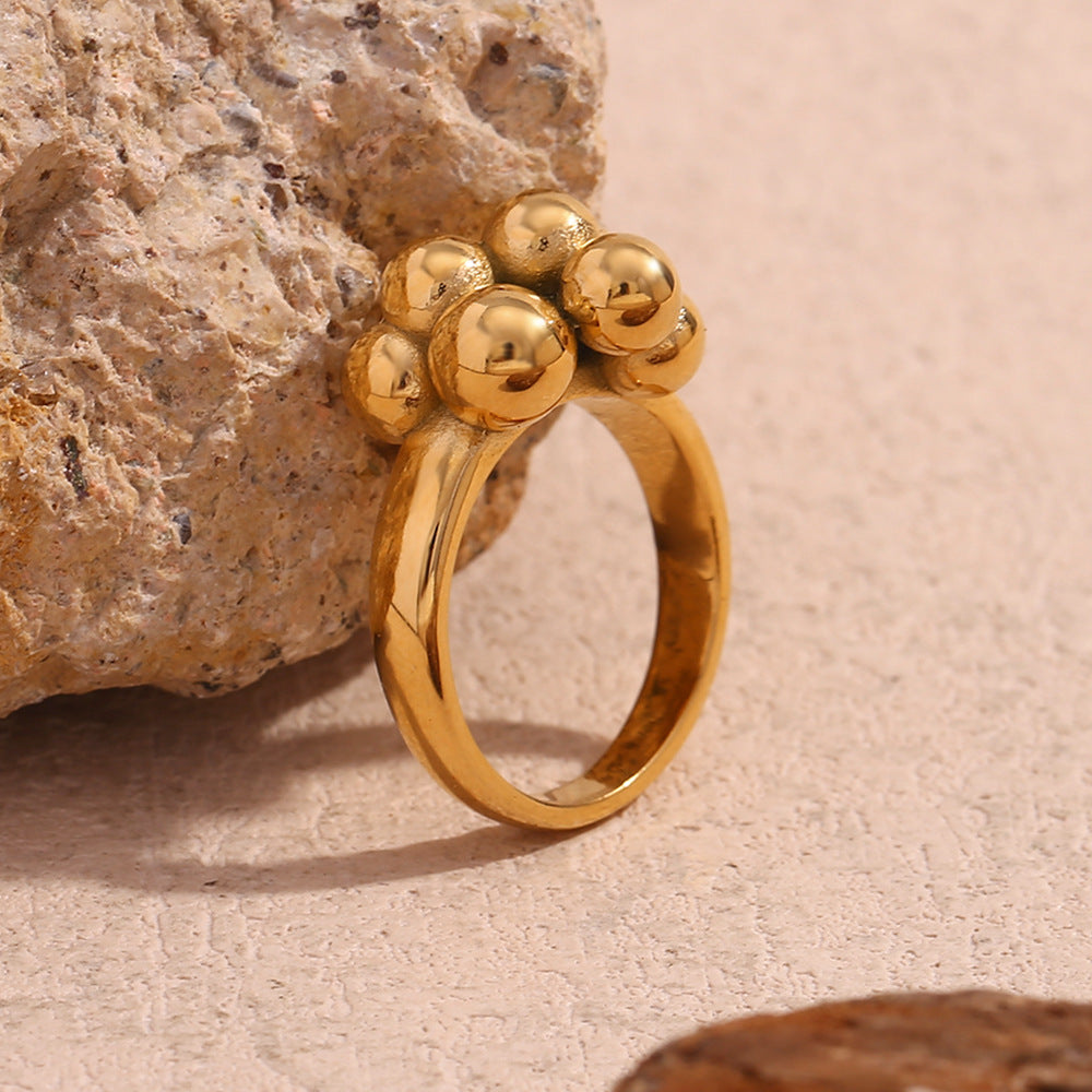 Anello da donna creativo geometrico in acciaio inossidabile placcato oro 18K