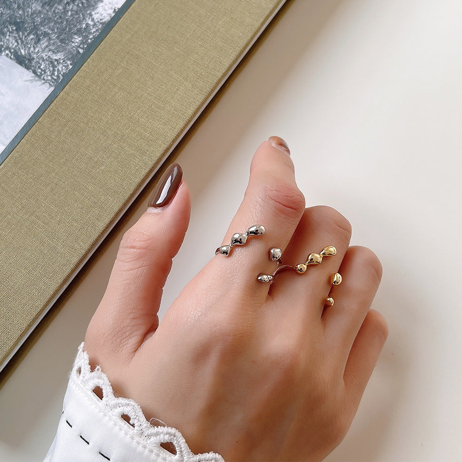 Anello in argento sterling S925 dal design a lettera dalla forma irregolare per donna, gioielli alla moda e versatili per tutti i giorni