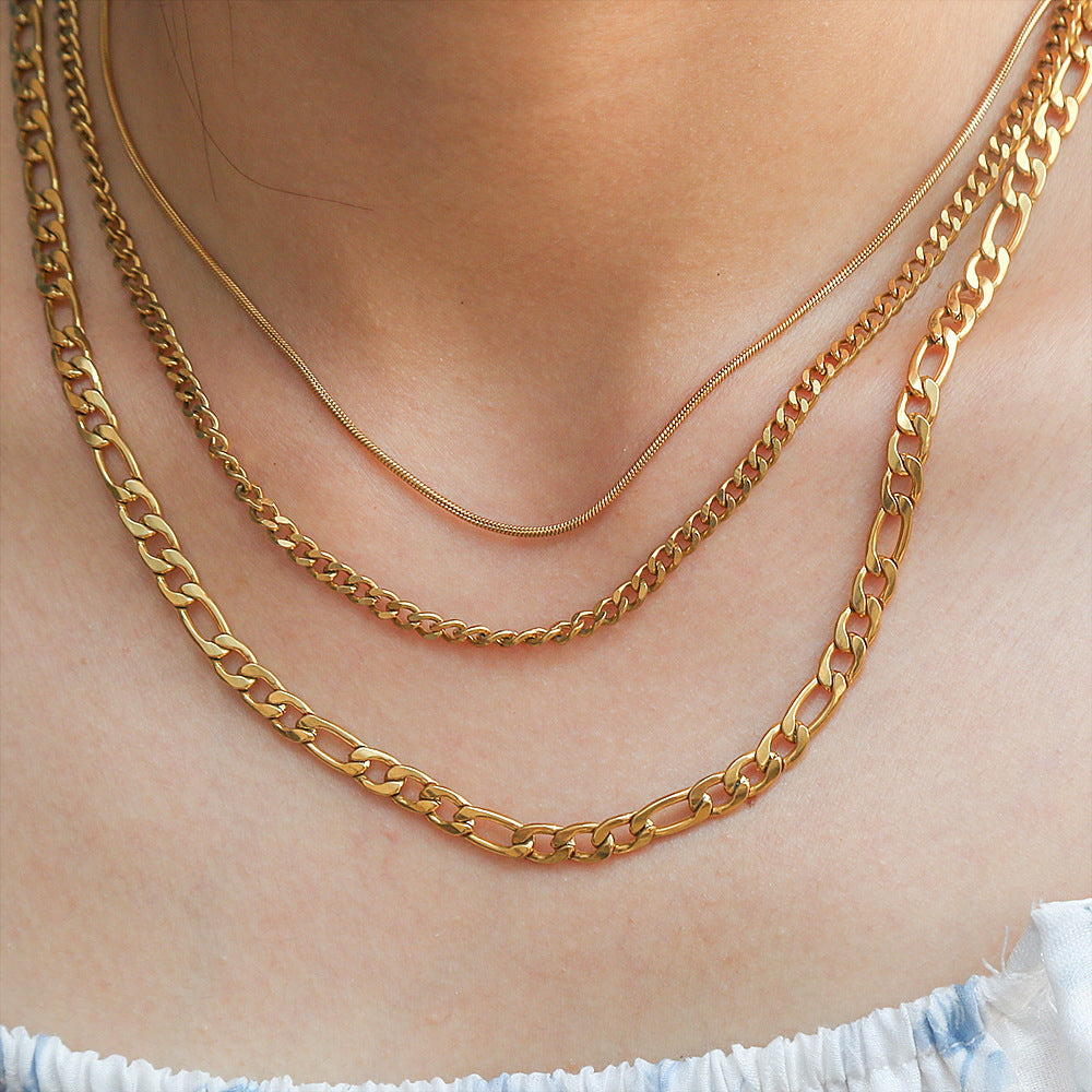 Collana a catena cubana in acciaio inossidabile geometrica impilabile per donna e unisex con finitura galvanica