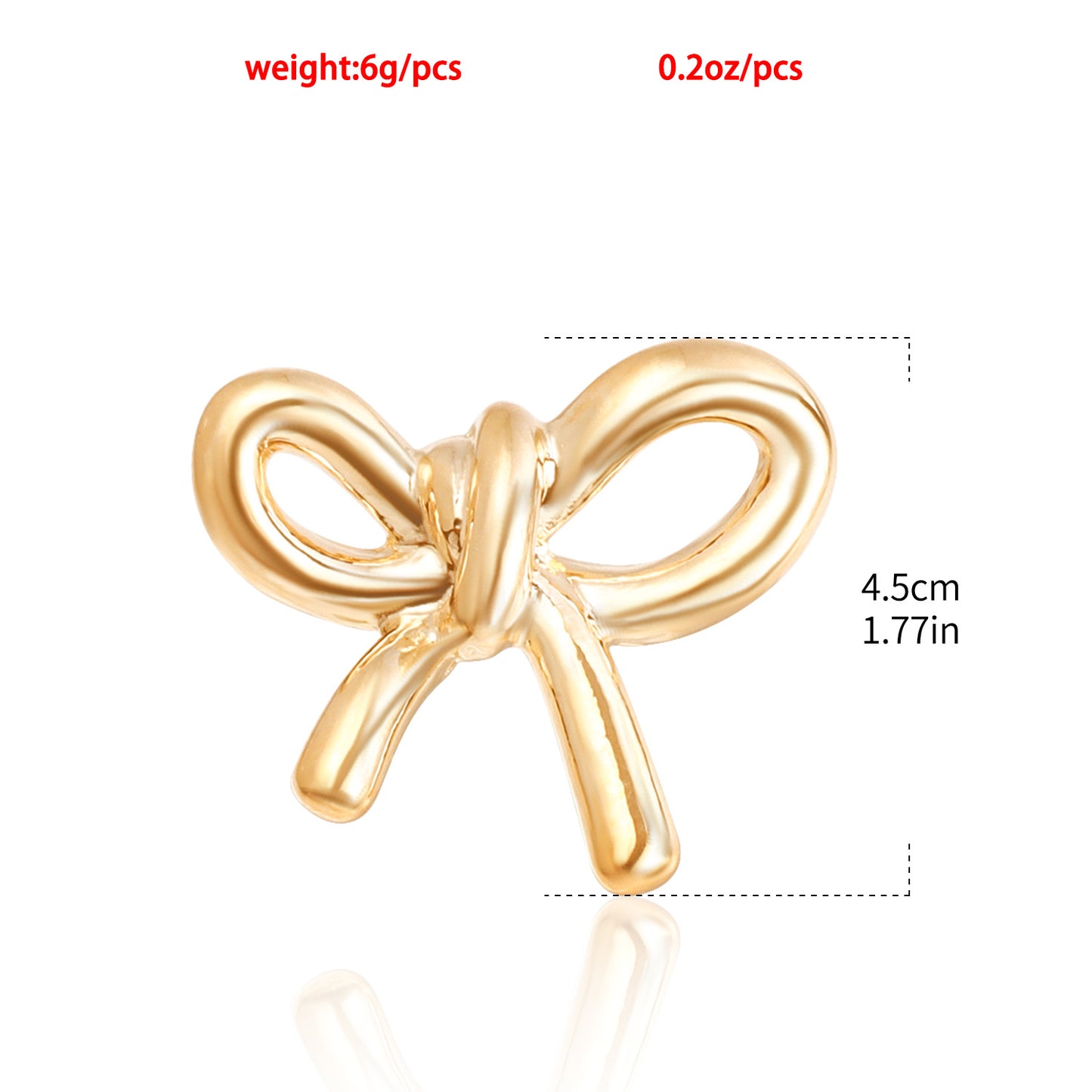 Fashionable Hollow Bow-Shaped Metal Ear Studs for Women with Plated Finish