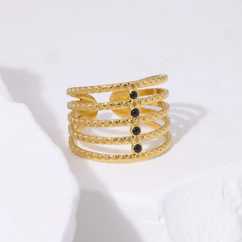 Minimalist Geometric Open-Ended Stainless Steel Ring with 18K Gold Plating for Women