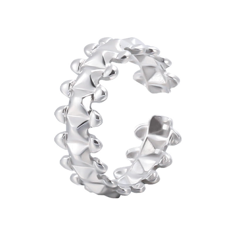 Geometric Adjustable Stainless Steel Ring for Women with Plated Finish
