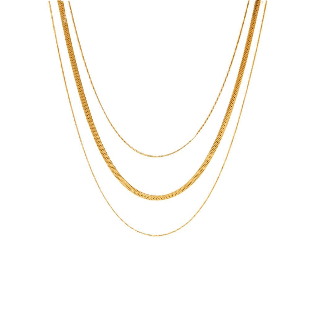 Geometric Ins Style Titanium Steel Plated Necklace for Women with Blade Chain Design
