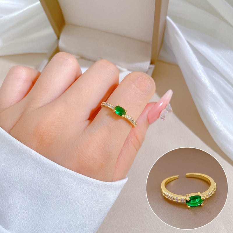 Minimalist Sweet Geometric Round Brass Plated Rhinestone Ring for Women and Men