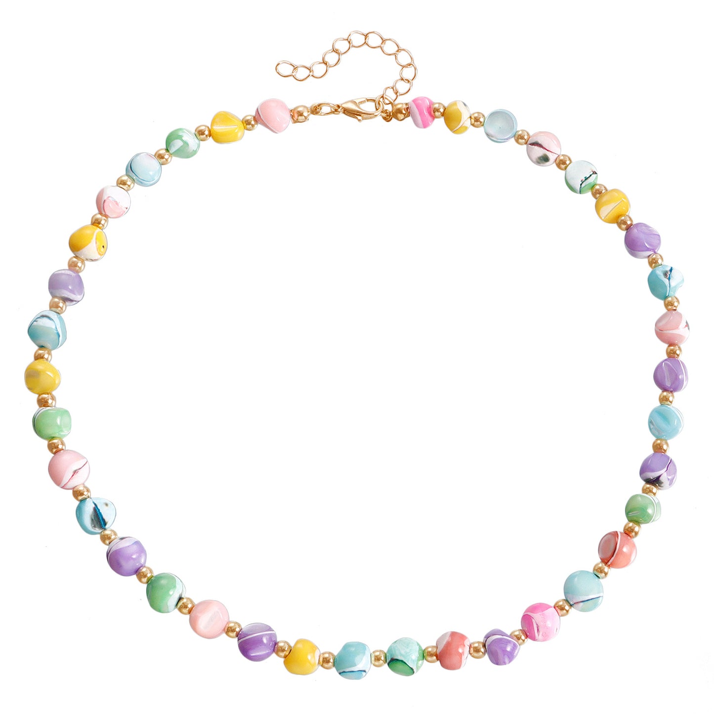 Collar con colgante de concha irregular y cuentas coloridas de dopamina para mujer con acabado chapado y diseño geométrico