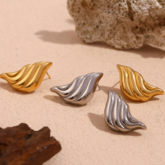 Pendientes de gota líquidos de acero inoxidable chapado en oro de 18 quilates con diseño geométrico minimalista vintage para mujer
