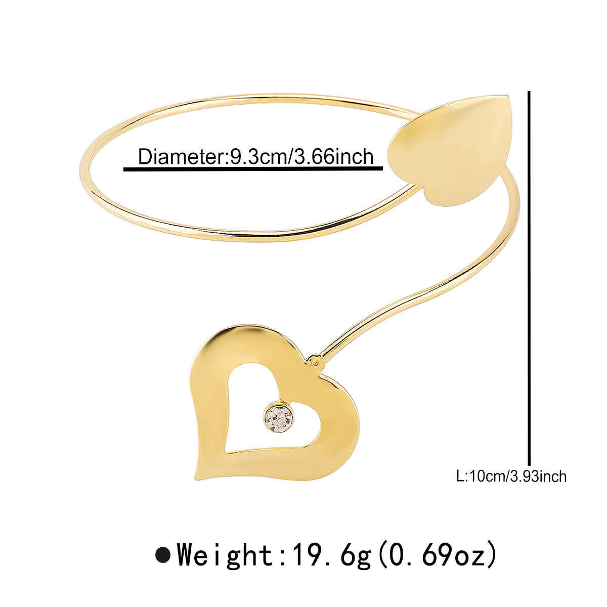 Minimalist Geometric Heart Shaped Metal Cuff Bracelet with Plated Finish