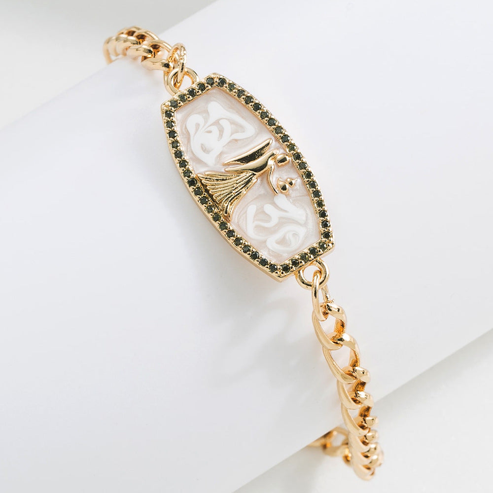 Bracciale Minimalista Zodiacale Geometrico in Rame con Placcatura in Oro 18K e Finitura Smaltata da Donna