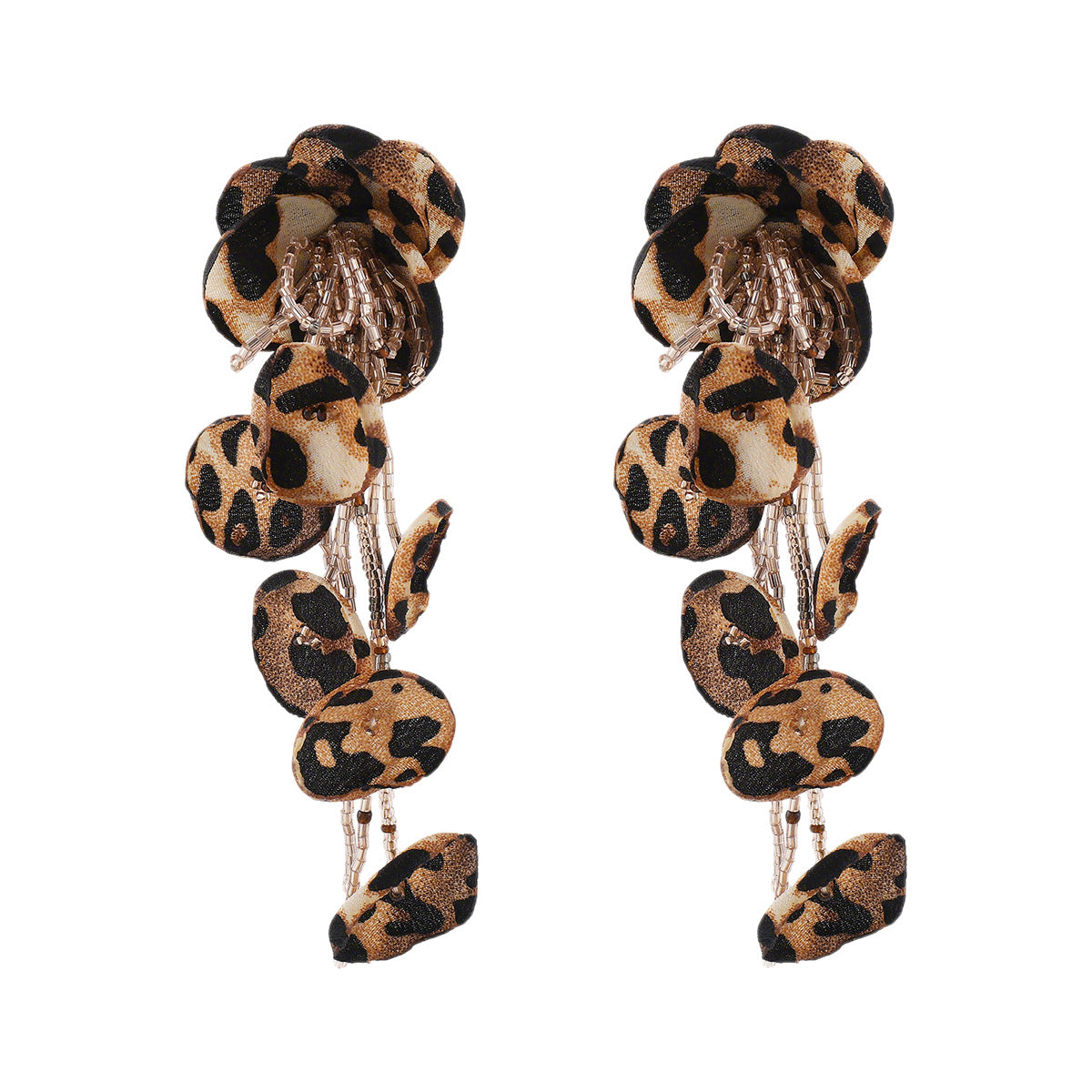 Sweet Feminine Floral Tassel Earrings with Seed Beads and Gauze Material for Women