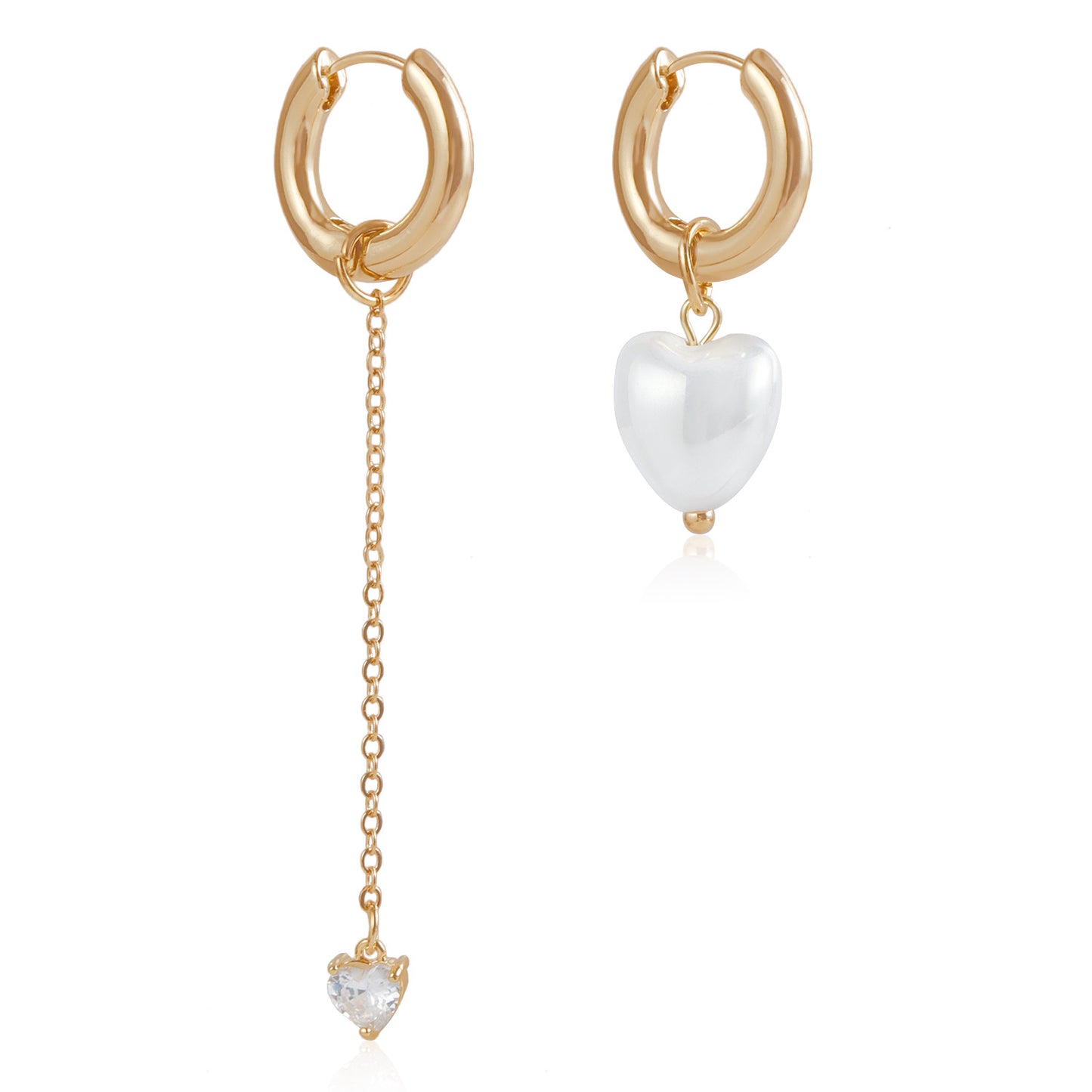 Fashionable Heart-Shaped Pendant Earrings with Tassel Detail in Electroplated Mixed Materials for Women
