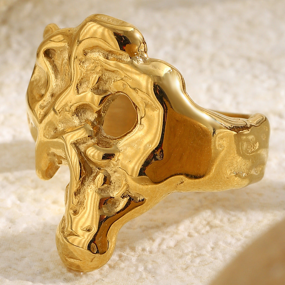 Anello da donna in acciaio inossidabile placcato oro 18K geometrico vintage