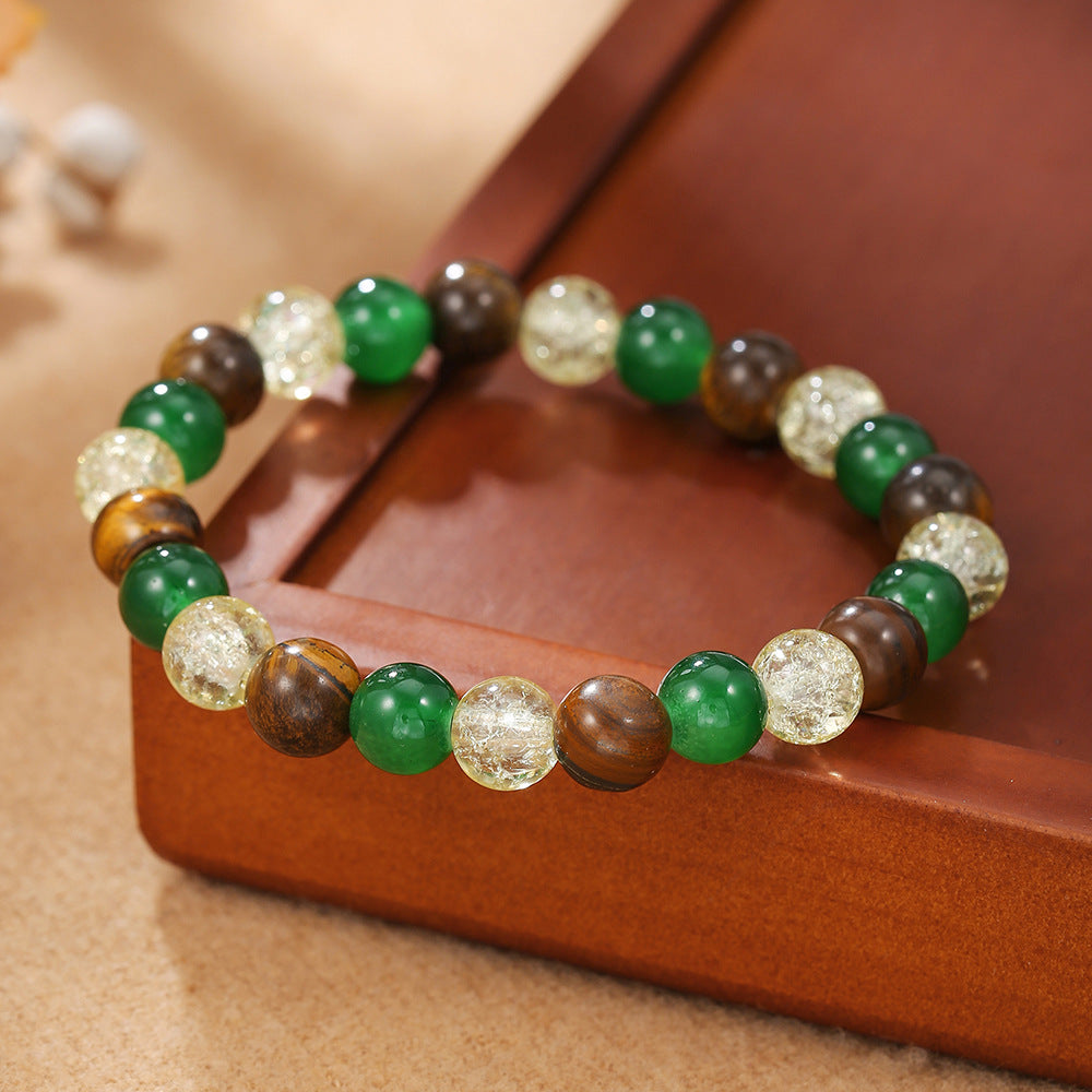 Handmade Natural Tiger's Eye Turquoise Hematite Amethyst Agate Bracelet