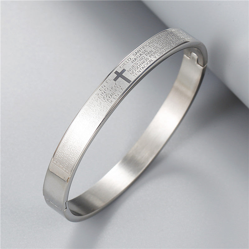Punk Stainless Steel Plated Round Letter Bracelet