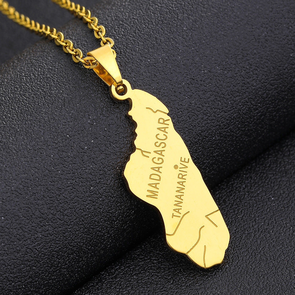 Collana Pendente Geometrica Minimalista in Acciaio Inossidabile con Finitura Placcata per Donna, Catena Maglione Leggera di Ispirazione Etnica