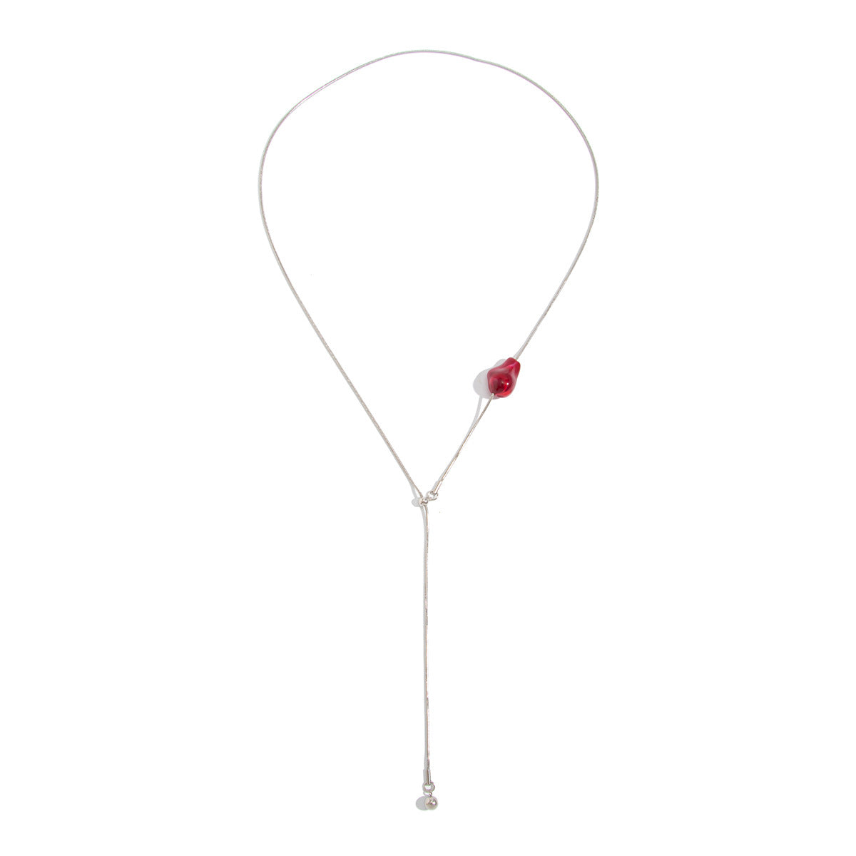Minimalist Geometric Colorful Resin Pendant Stainless Steel Snake Chain Y-Necklace for Women