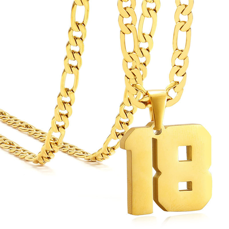 Minimalist Numeric Pendant Necklace for Men and Women Stainless Steel Chain with Polished Titanium Steel Charm