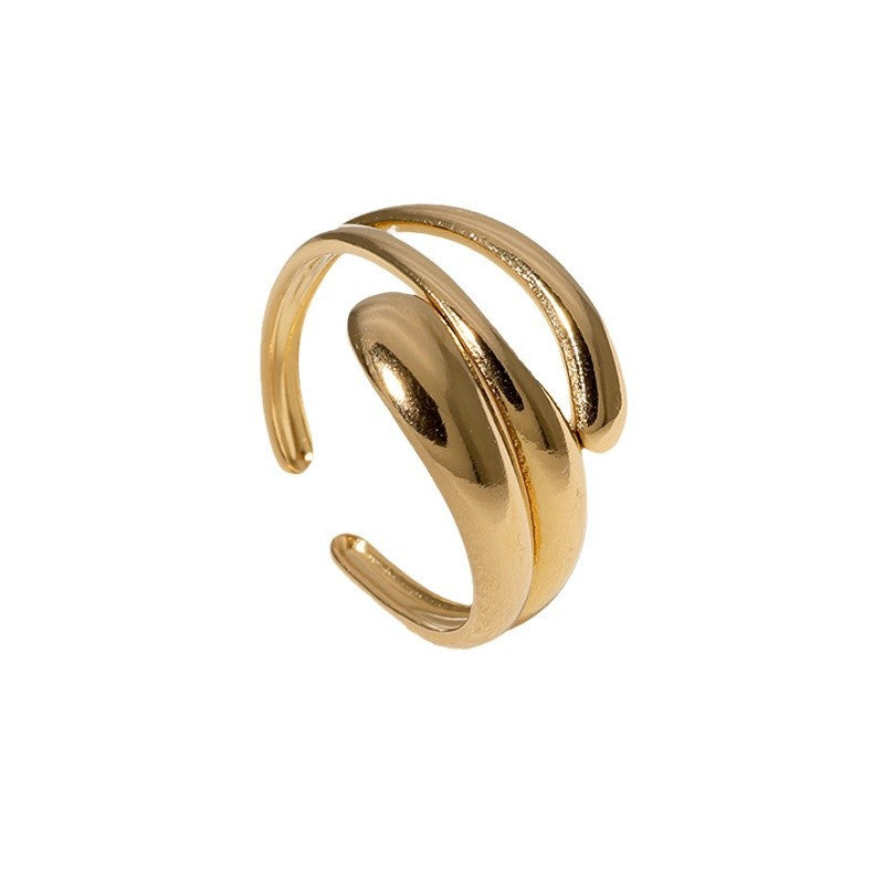 Minimalist Geometric Stainless Steel Open Ring for Women with Plated Finish, Fashionable and Hypoallergenic