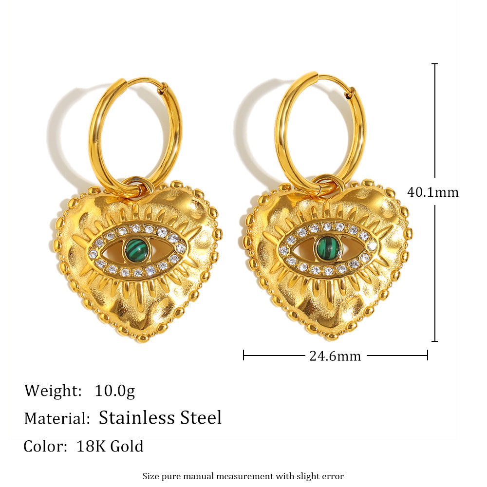 Orecchini a pendente con occhio geometrici alla moda in acciaio inossidabile placcato oro 18 carati da donna