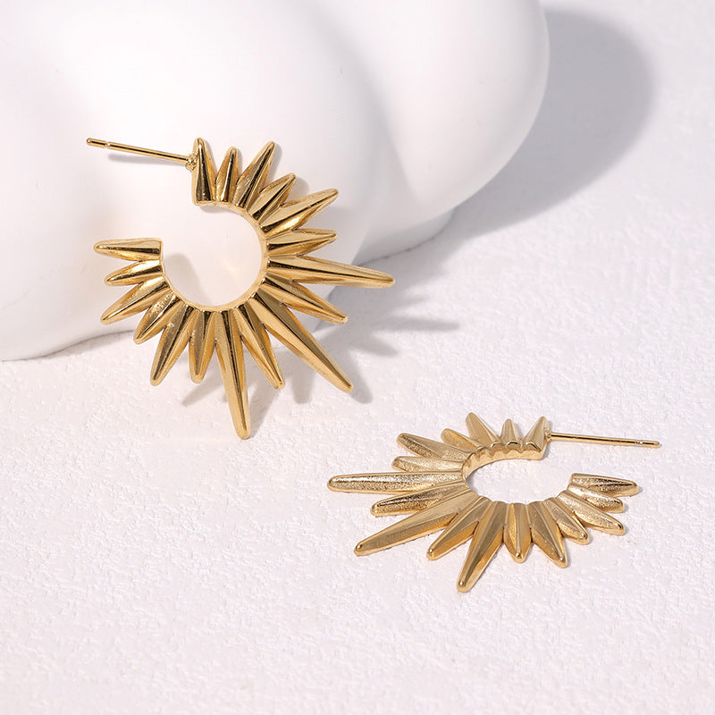 Minimalist Geometric Stainless Steel Earrings with 18K Gold Plating for Women, Hypoallergenic Titanium Steel Studs, Fade-Resistant Luxury Ear Jewelry