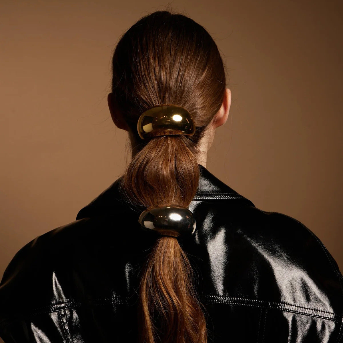 Stainless Steel Hair Tie for Women Extra Large Geometric Style Ponytail Holder Elegant Minimalist Hair Accessory