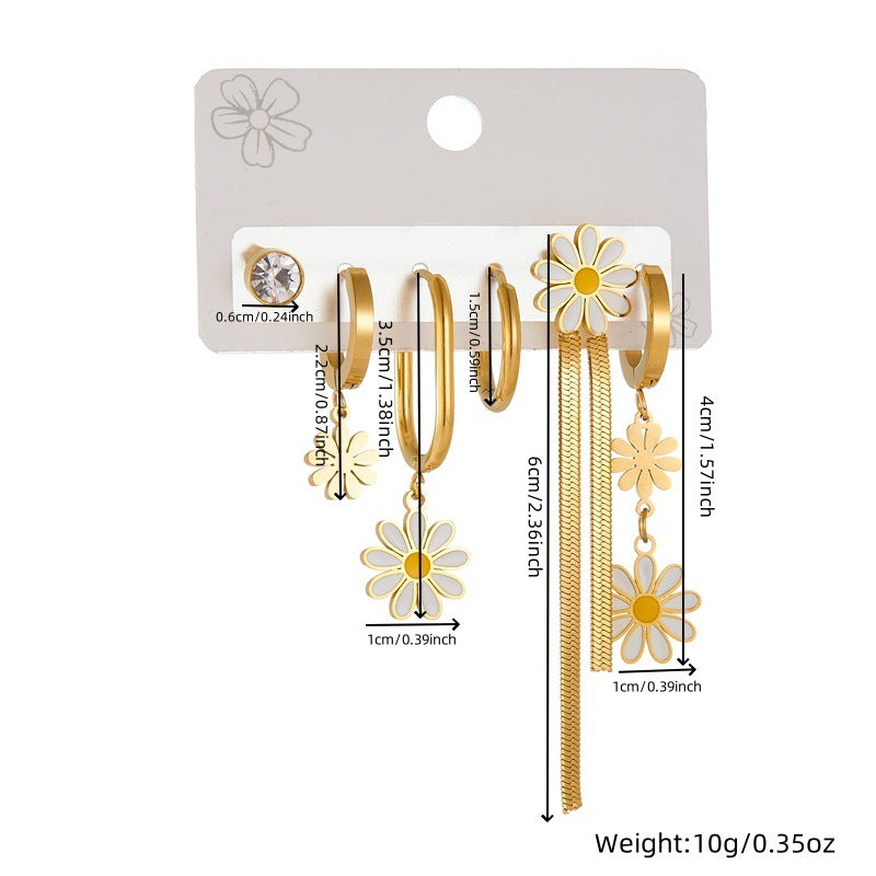 Collana con Pendente Asimmetrico a Margherita con Catena in Acciaio Inossidabile e Finitura Placcata per Donna
