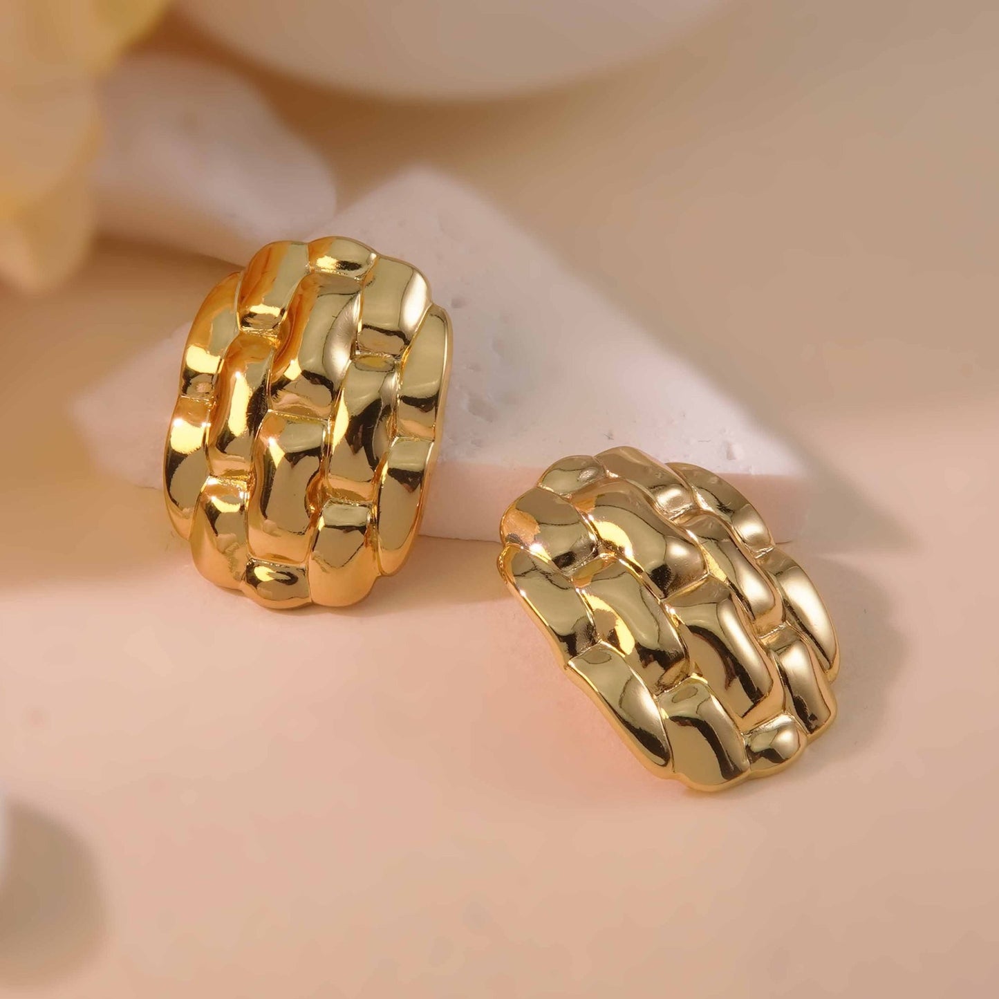 Beach Style Stainless Steel Geometric Starfish Shell Stud Earrings for Women