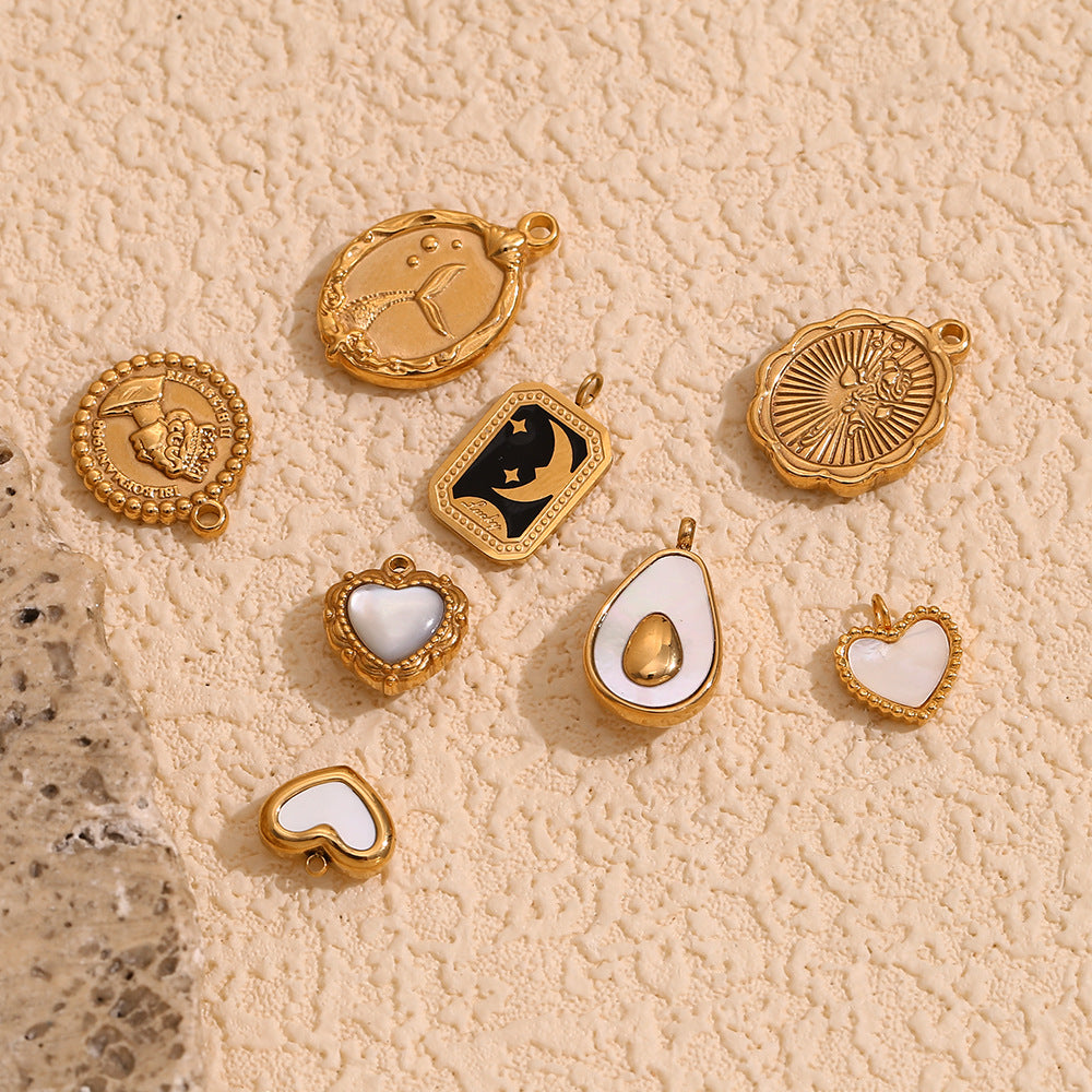 Colgante Corazón Flor Plana Aguacate Geométrico para Mujer de Acero Inoxidable Enchapado en Oro de 18K Accesorio de Moda