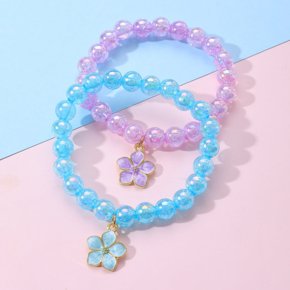 Bracciale con ciondolo in resina a forma di fiore cartoon e dolce, per bambine