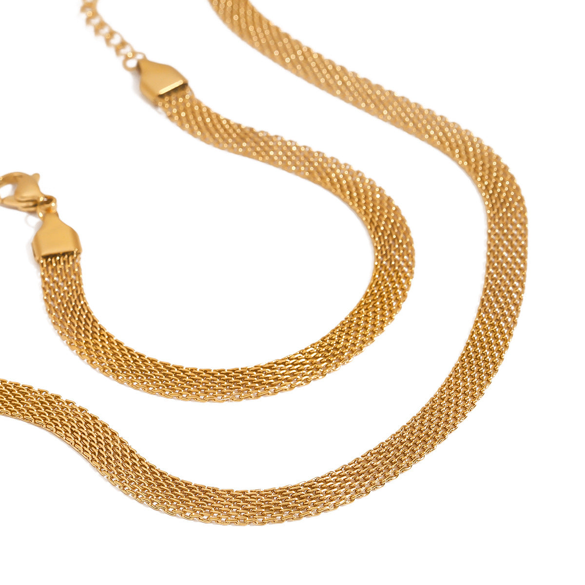 Geometric Plated Stainless Steel Titanium Steel Necklace and Bracelet Set for Women