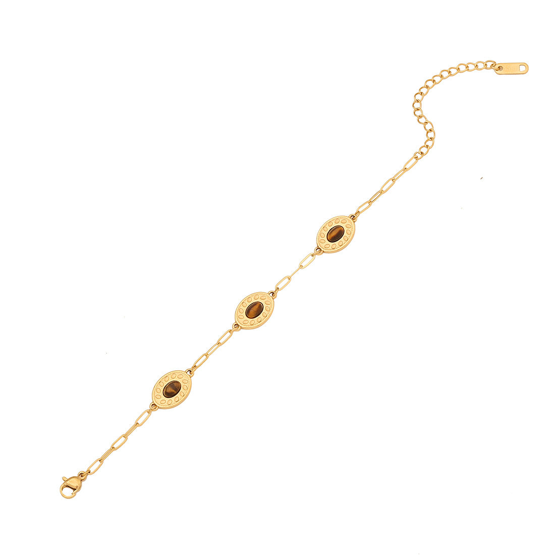 Retro Chic Geometric Stainless Steel Plated Bracelet with Round and Square Polka Dot Accents for Women