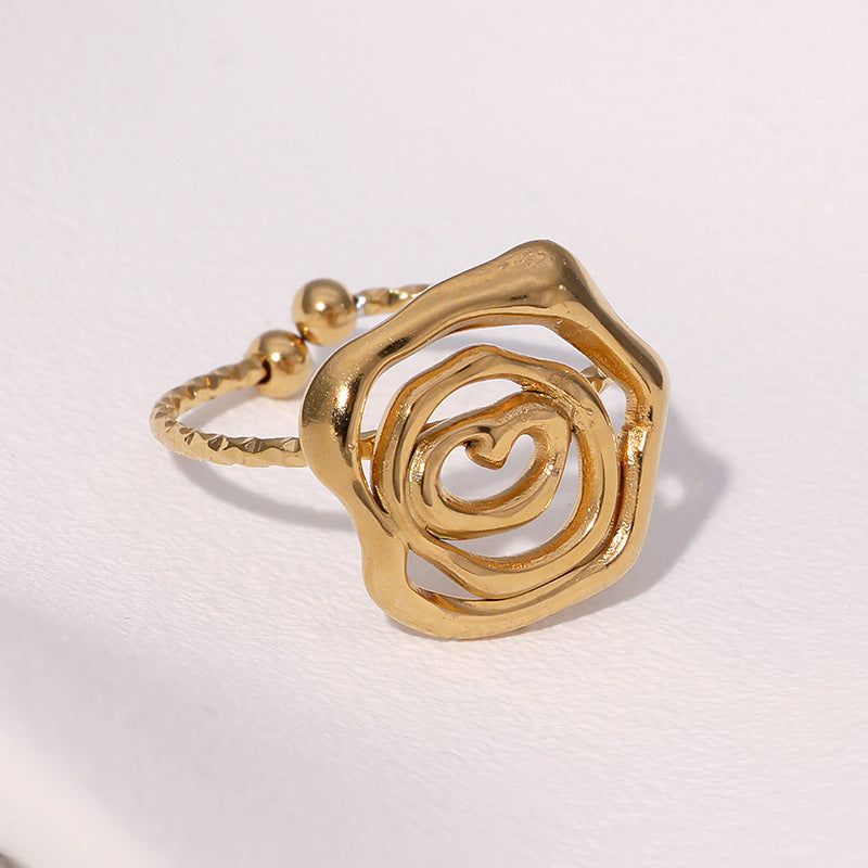 Anello Aperto Irregolare Geometrico Minimalista Gioielli da Donna in Acciaio Inossidabile Placcato Oro 18K