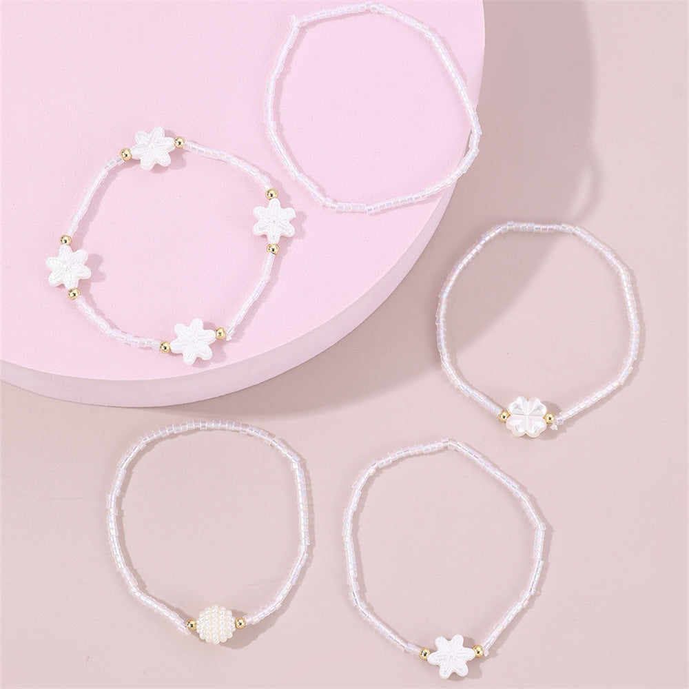 Conjunto de pulseras de abalorios de mariposas, flores, corazones y estrellas estilo coreano para niñas, joyas de mano temáticas de princesas
