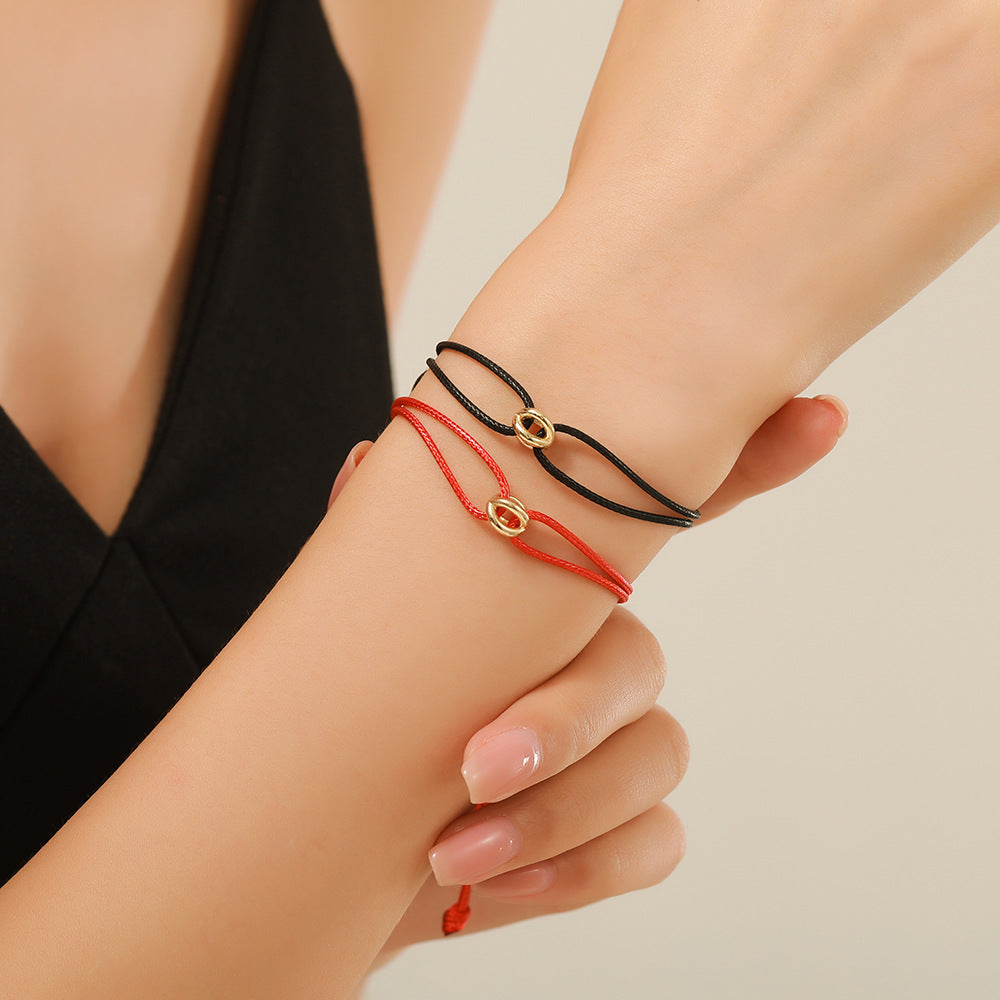 Geometric Round Alloy Lucky Charm Bracelet Set for Unisex