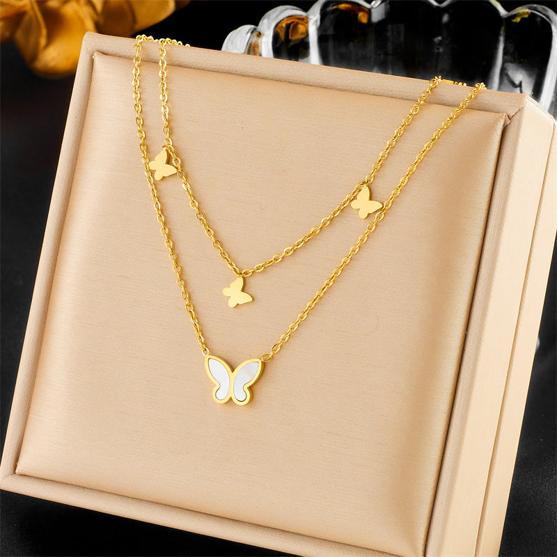 Luxury Minimalist Stainless Steel Star Butterfly Tree of Life Pendant Necklace