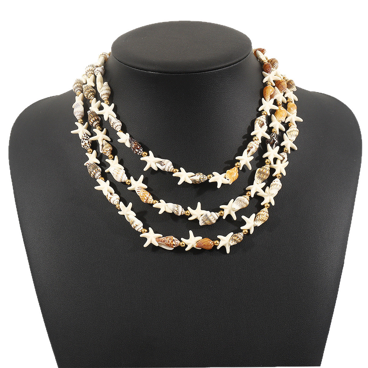Set di collana con conchiglia a stella bohémien e ciondolo a stella da donna con catena in lega e dettagli in resina